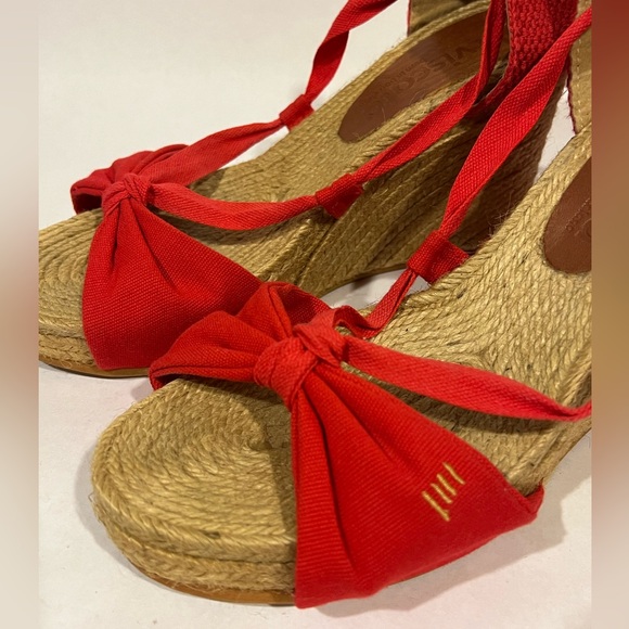 Viscata Barcelona Tamariu Red Canvas Wedge Espadrille Strappy Sandals - Picture 11 of 13